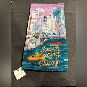 Anthropologie Festive Chicago Skyline Towel